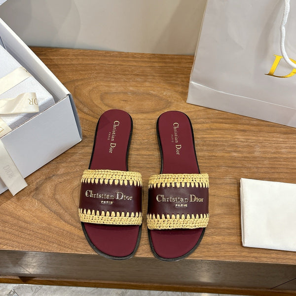 CD 26s Strappy Slippers Burgundy Leather 998643