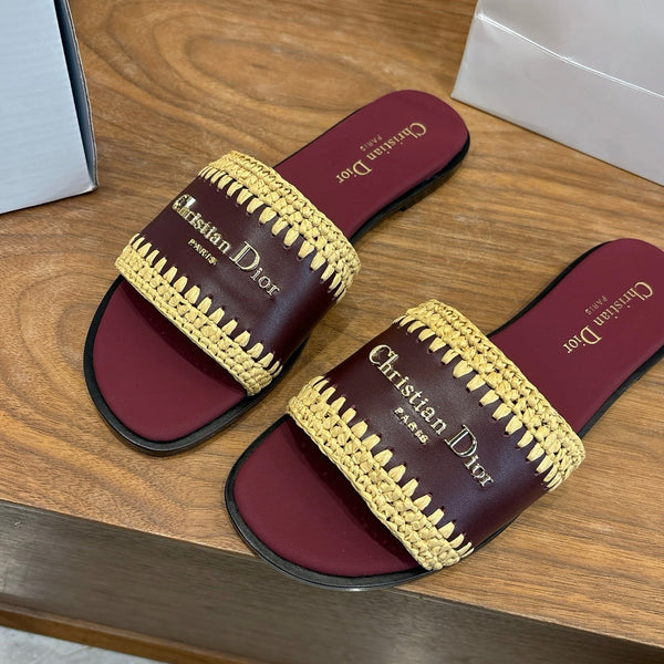 CD 26s Strappy Slippers Burgundy Leather 998643