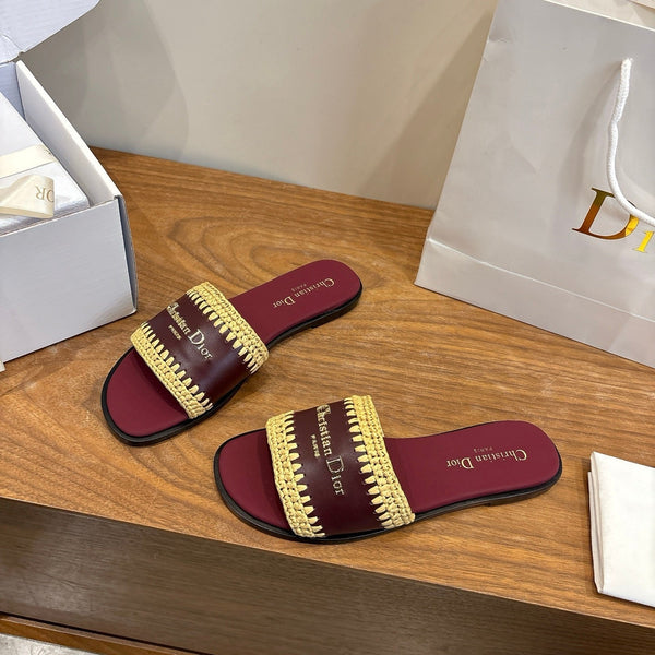 CD 26s Strappy Slippers Burgundy Leather 998643