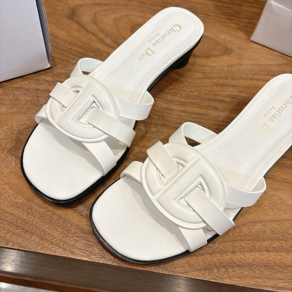 CD 26s D-Club Slides 4.5cm White Calfskin 998645