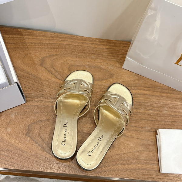 CD 26s D-Club Slides 4.5cm Gold Calfskin 998651