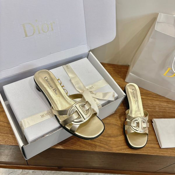 CD 26s D-Club Slides 4.5cm Gold Calfskin 998651