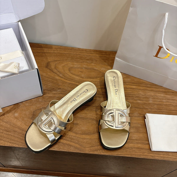CD 26s D-Club Slides 4.5cm Gold Calfskin 998651