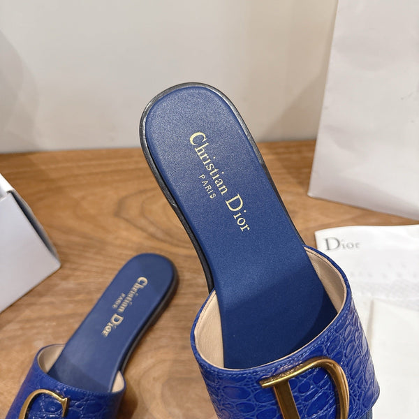 CD 26s Montaigne Slides Navy Blue Alligator – Effect Leather 998816