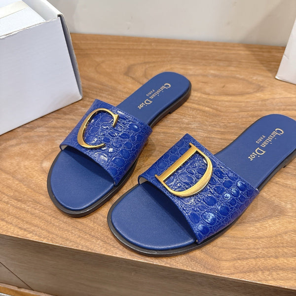 CD 26s Montaigne Slides Navy Blue Alligator – Effect Leather 998816