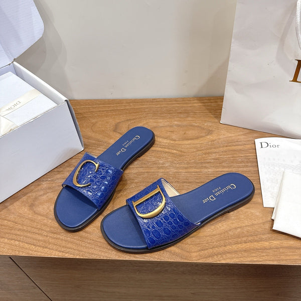 CD 26s Montaigne Slides Navy Blue Alligator – Effect Leather 998816