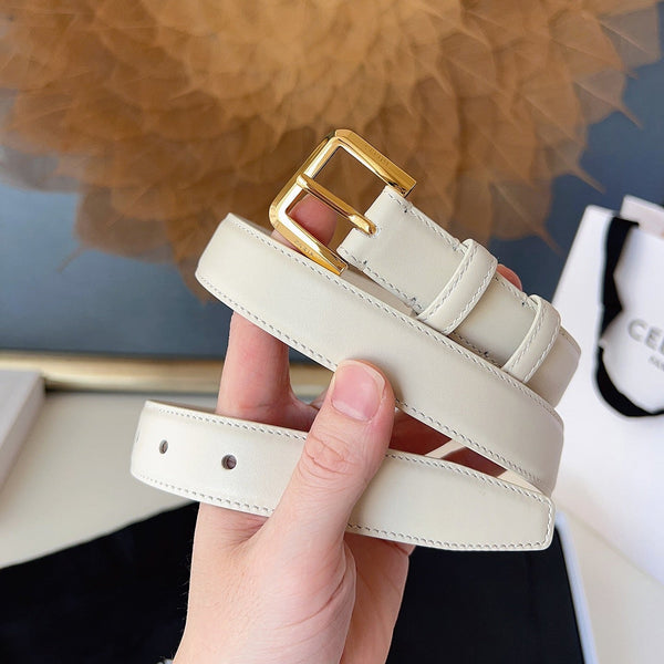 CL Gold 25mm Triomphe Belt White Cowhide 616410