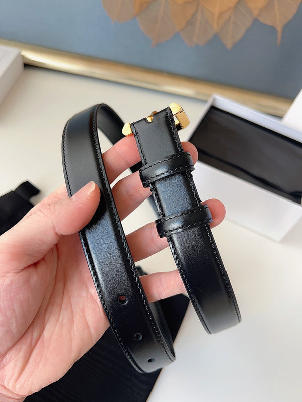 CL Gold 25mm Triomphe Belt Black Cowhide 616412