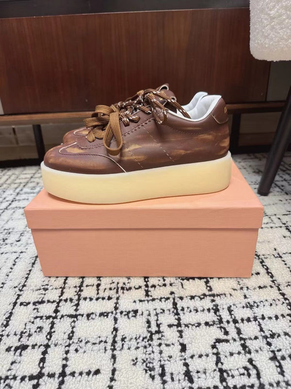 Miu Balance Sneakers Dark Brown Calfskin