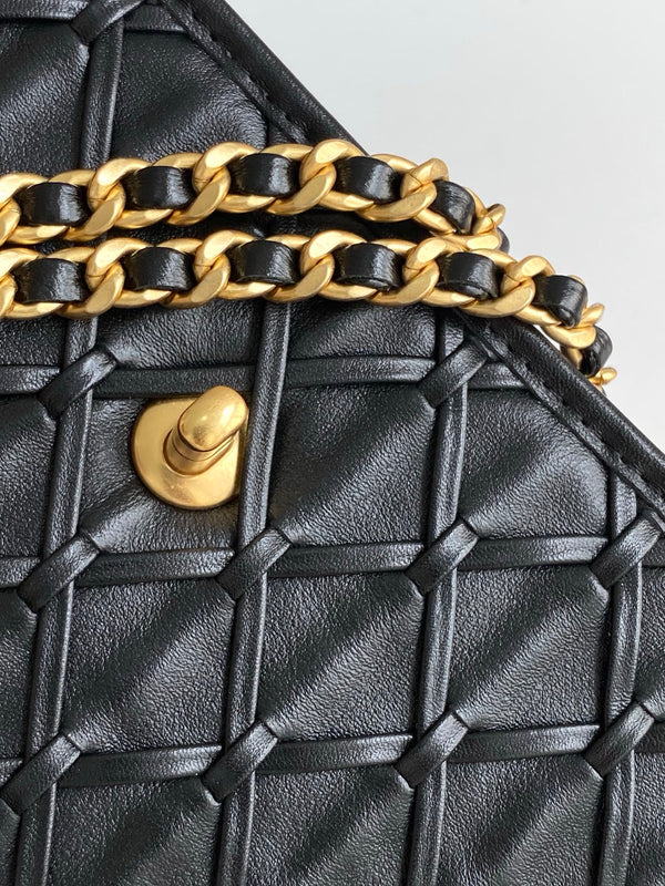 CC 25C Flap Bag 25cm Black Quilted Lambskin