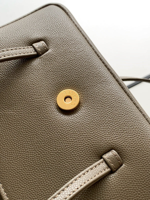 CC 2026 Preppy Coco Bag 17cm Taupe Caviar Leather Gold Hardware