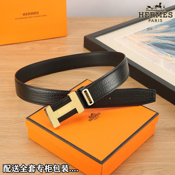HM Constance Belt 38mm Black Togo Leather 619664