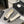 ballet flat white gold tweed black grosgrain
