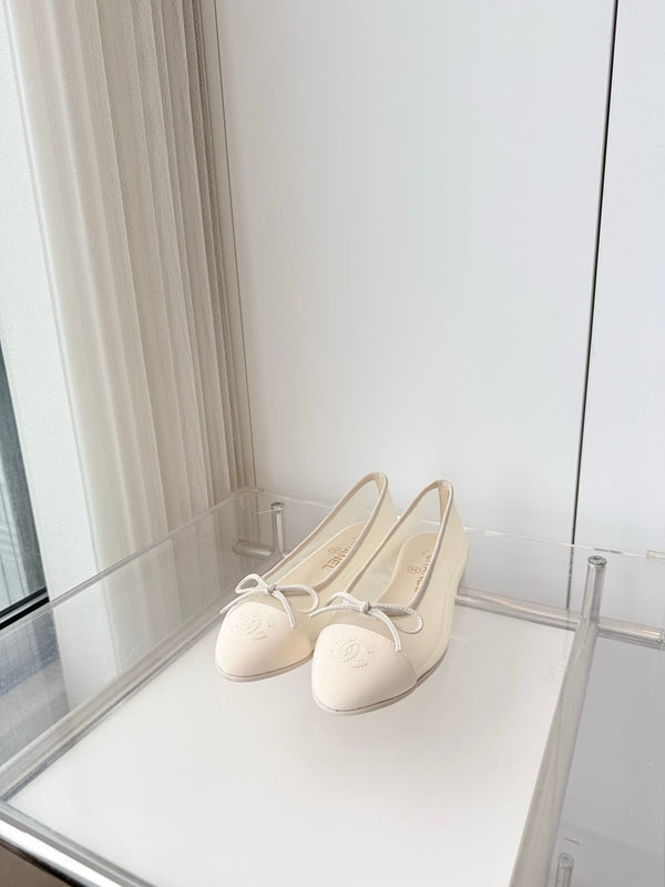 Chanel 2026 Ballet Flat White Mesh Lambskin 697411