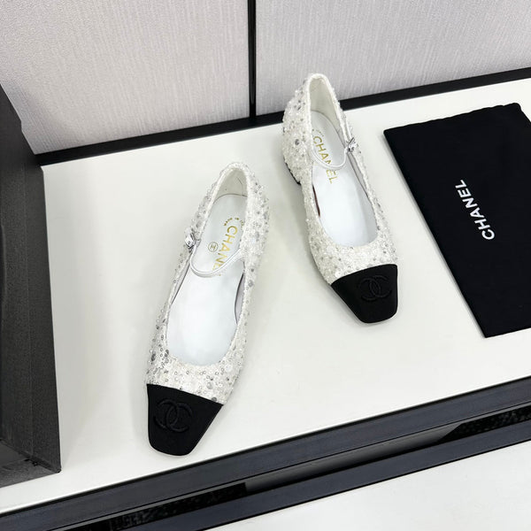 CC MARY JANE IN BLACK MIX WHITE SEQUINS AND VELVET