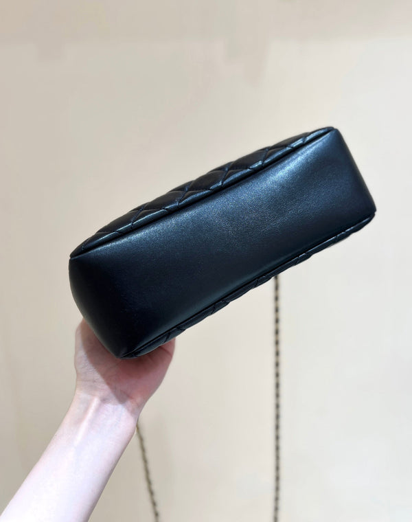 CC 24K Gold Coin Camera Bag 24cm Black Lambskin Light GHW