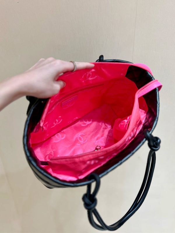 CC 25s Cambon Ligne Tote Bag 30cm In Black Calfskin