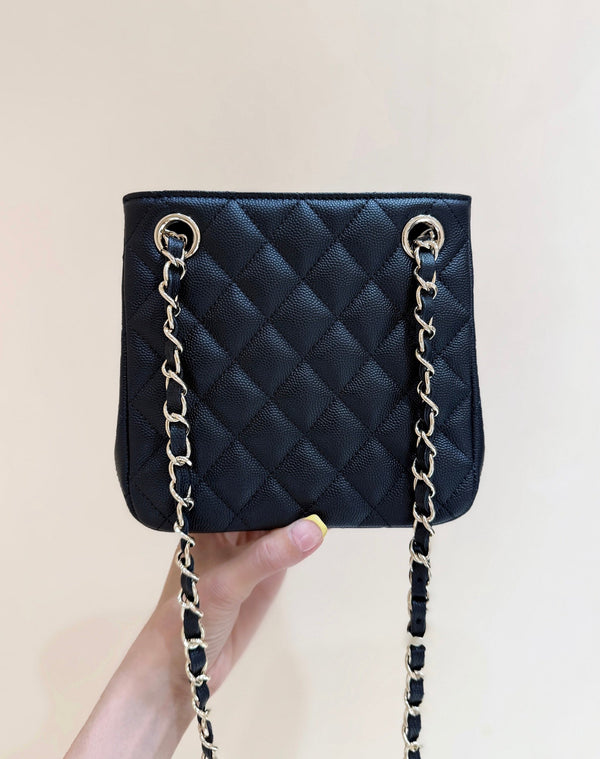 CC 2025 Mini Tote Bag Black Calfskin 346305