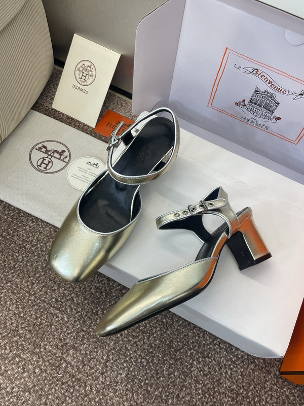 HM 25 Kleo Slingback 6cm Gold Calfskin 372952