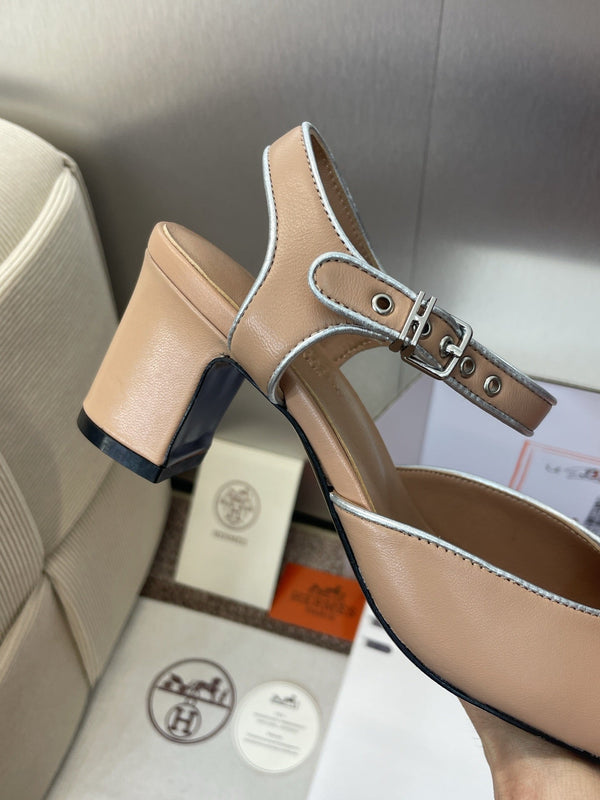 HM 25 Kleo Slingback 6cm Beige Calfskin 372953