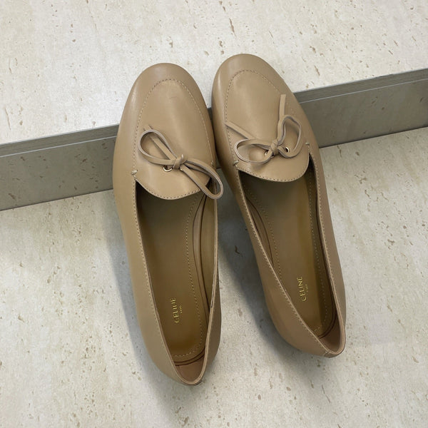 CL 26s Ballet Flats In Dark Beige Lambskin With Bow