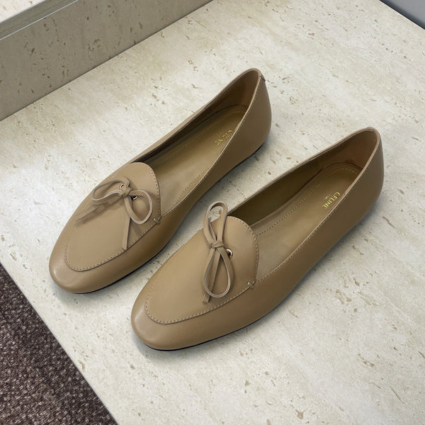 CL 26s Ballet Flats In Dark Beige Lambskin With Bow