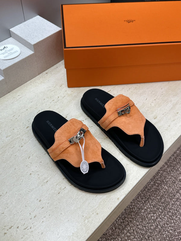 HM 26s Empire Sandal In Peach Orange Suede Silver Hardware