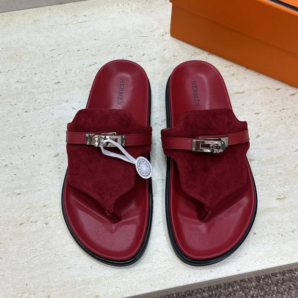 HM 26s Empire Sandal In Burgundy Red Suede Silver Hardware