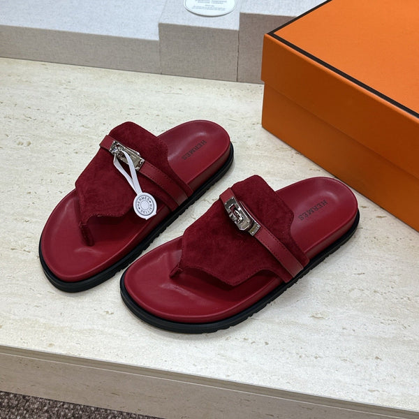 HM 26s Empire Sandal In Burgundy Red Suede Silver Hardware