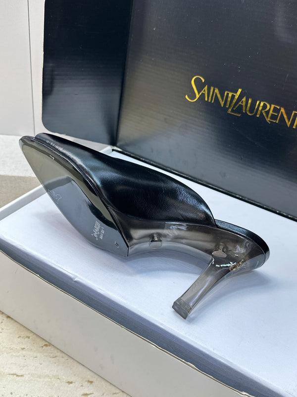 YSL Sabrina Mules 8.5cm Black Leather 959685