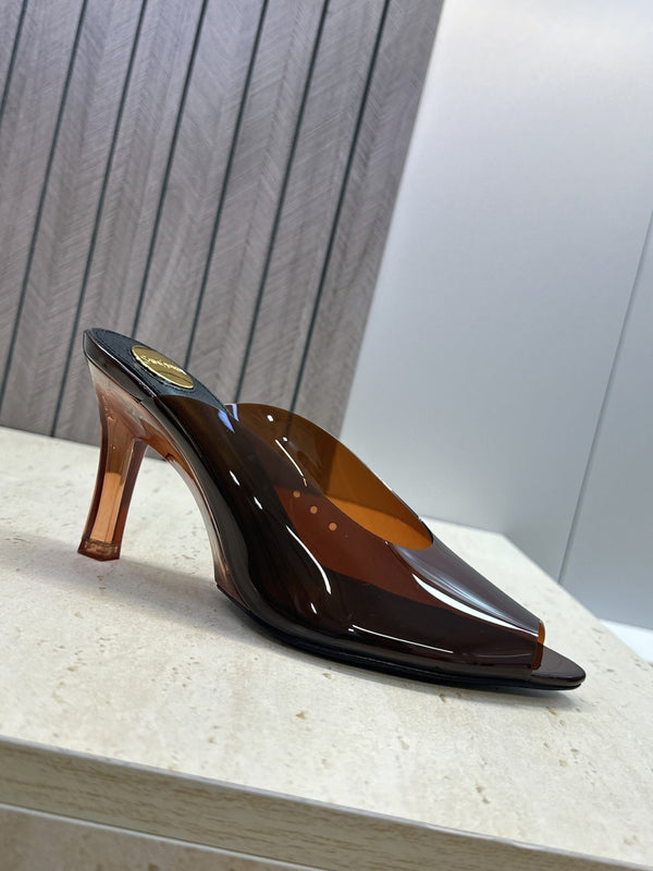 YSL Sabrina Mules 8.5cm Brown TPU 959686