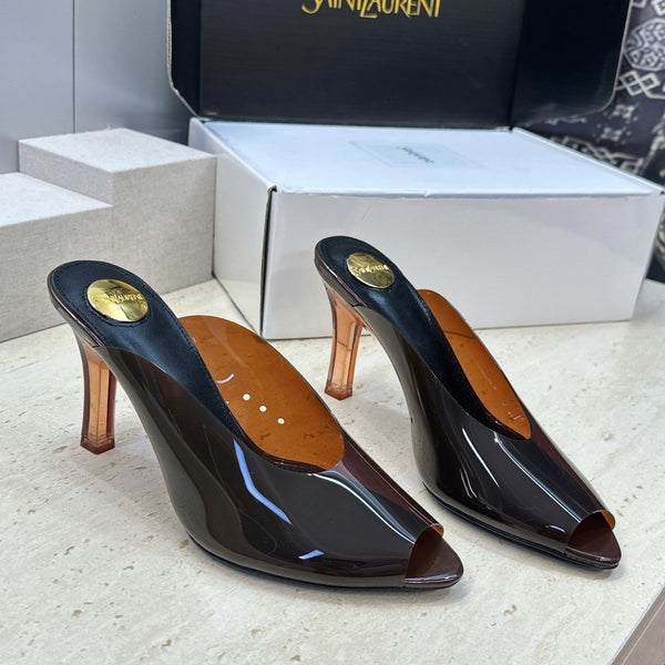 YSL Sabrina Mules 8.5cm Brown TPU 959686