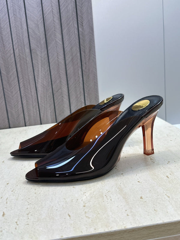 YSL Sabrina Mules 8.5cm Brown TPU 959686