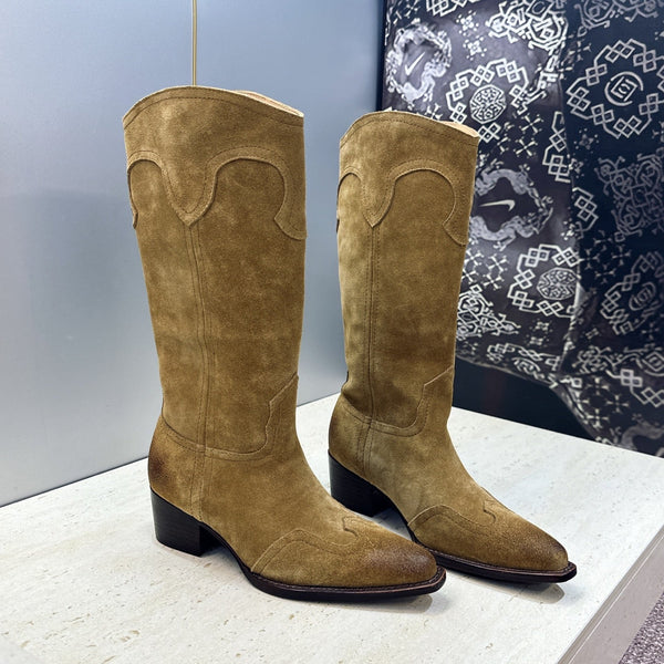 CE 26s Mid-Calf Boots 4.5cm Khaki Suede 959447