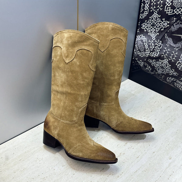 CE 26s Mid-Calf Boots 4.5cm Khaki Suede 959447