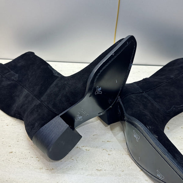 CE 26s Mid-Calf Boots 4.5cm Black Suede 959454