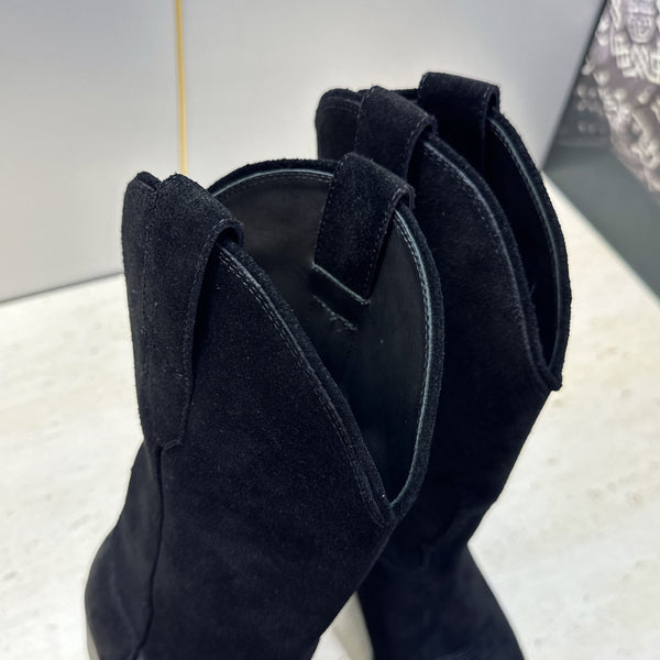 CE 26s Mid-Calf Boots 4.5cm Black Suede 959454