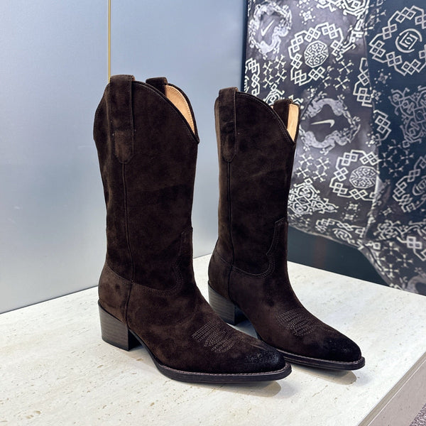 CE 26s Mid-Calf Boots 4.5cm Brown Suede 959455