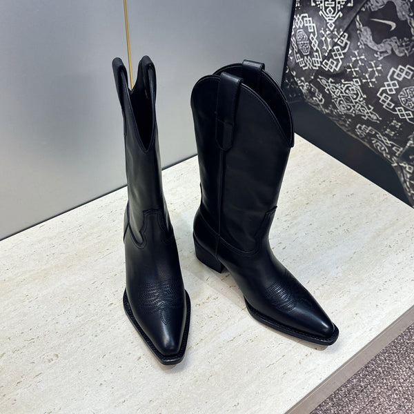 CE 26s Mid-Calf Boots 4.5cm Black Cowhide 959456