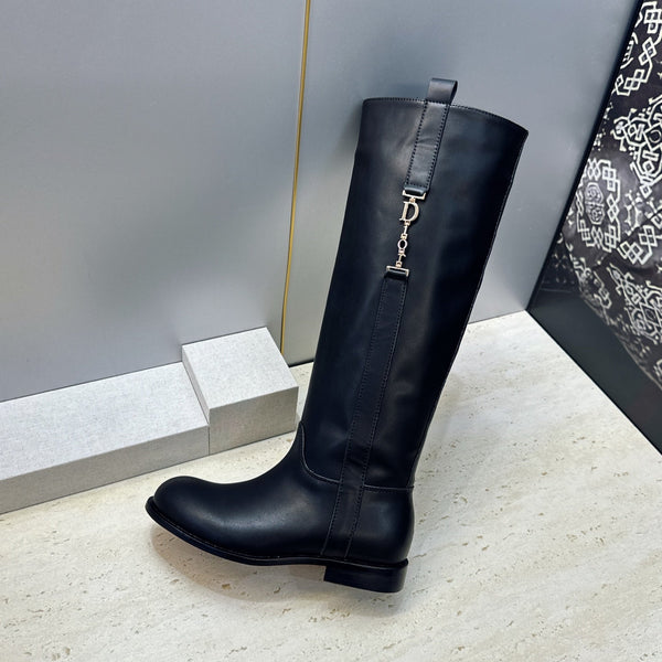 CD Haute Couture Heel Knee-High Boots 2.5cm Calfskin 959601