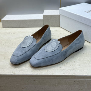 CD 26s Médaillon Loafers Denim Blue Suede 118459
