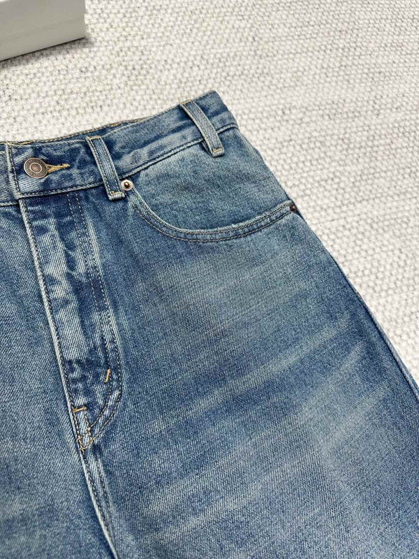 Celine Wide-leg Jeans Light Blue Cotton