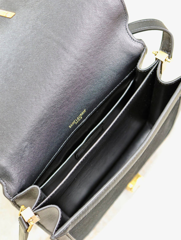 YSL Solferino Shoulder Bag Black Suede Leather
