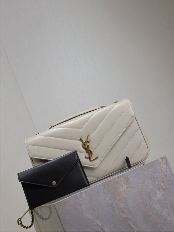 LOULOU SMALL 24 IN WHITE SHEEPSKIN GOLD HARDWARE