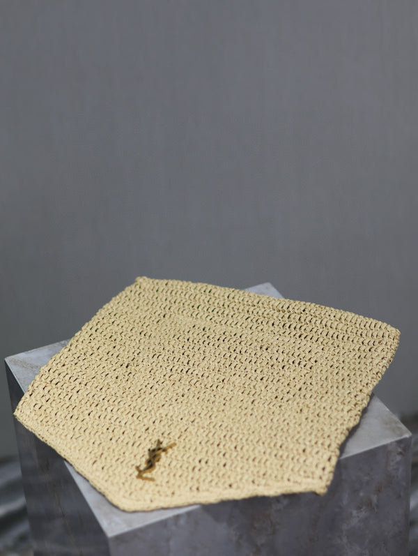 Prada Envelope Clutch 29cm Beige Raffia Leather