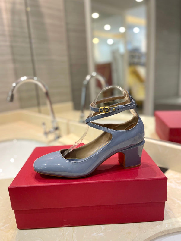 VLTN 26s VLogo Block Heels Light Blue Patent Leather 985373