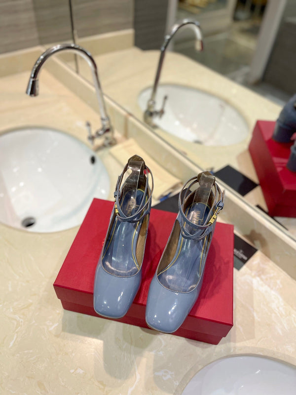 VLTN 26s VLogo Block Heels Light Blue Patent Leather 985373