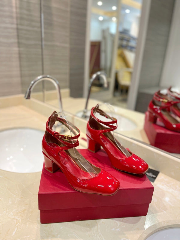 VLTN 26s VLogo Block Heels Red Patent Leather 985376