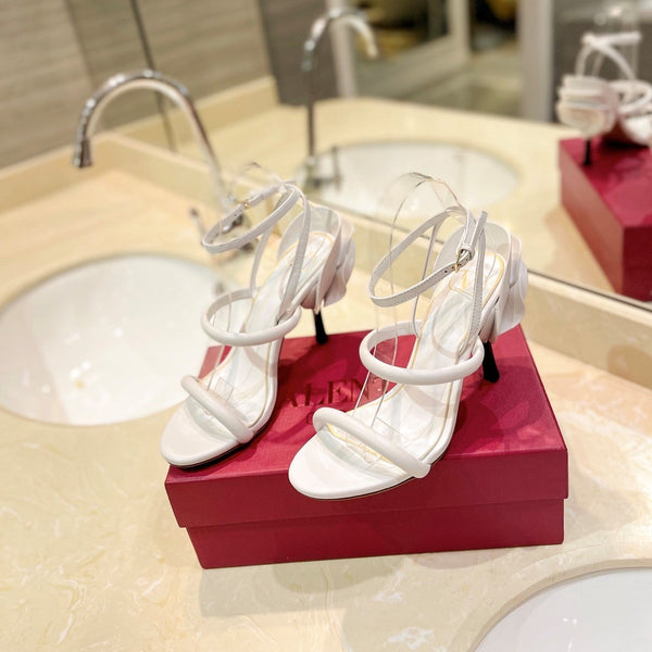 VLTN 26s Atelier Rose Sandals White Leather 985379