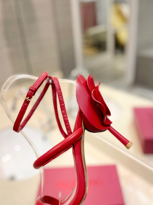 VLTN 26s Atelier Rose Sandals Red Leather 985380